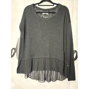 Y2K Abercrombie & Fitch L/S Thin Sweater Ruffle Bottom Sheer Black Small Boho